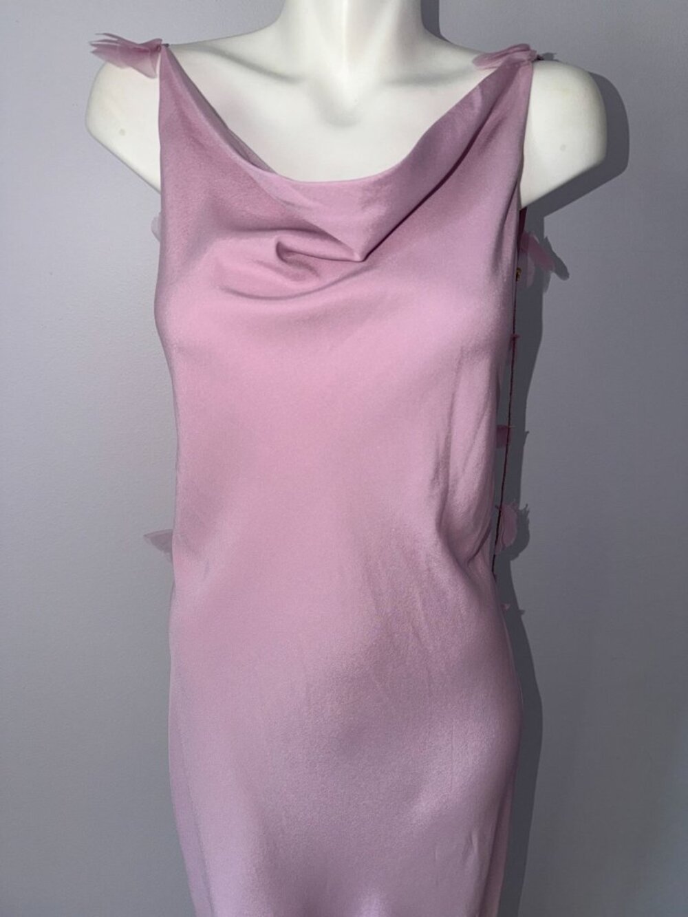 Cult Gaia Nymeria Silk Blend Cowl Neck Floral Applique Maxi Dress Large Lavender - Picture 12 of 12